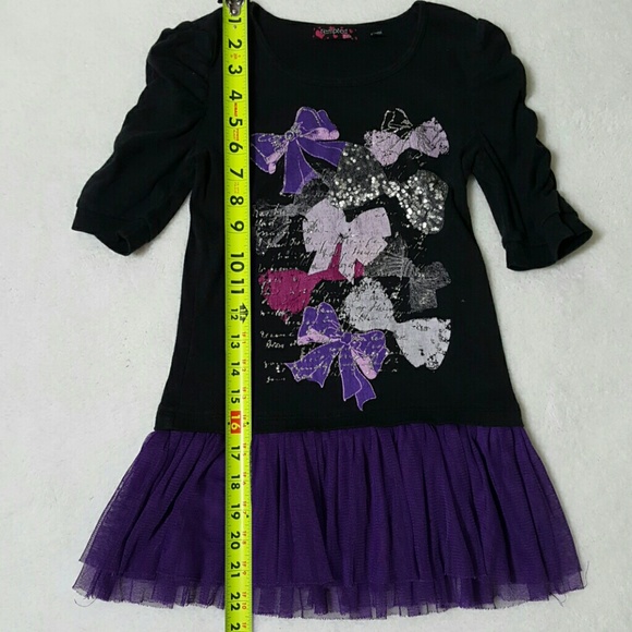 Girls Sequins&Glitter Graphic DressTulle Skirt, M - Picture 4 of 8